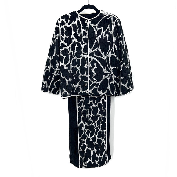 Vintage Bespoke Custom Black Crushed Velvet & Metallic Dress & Jacket - Picture 1 of 13